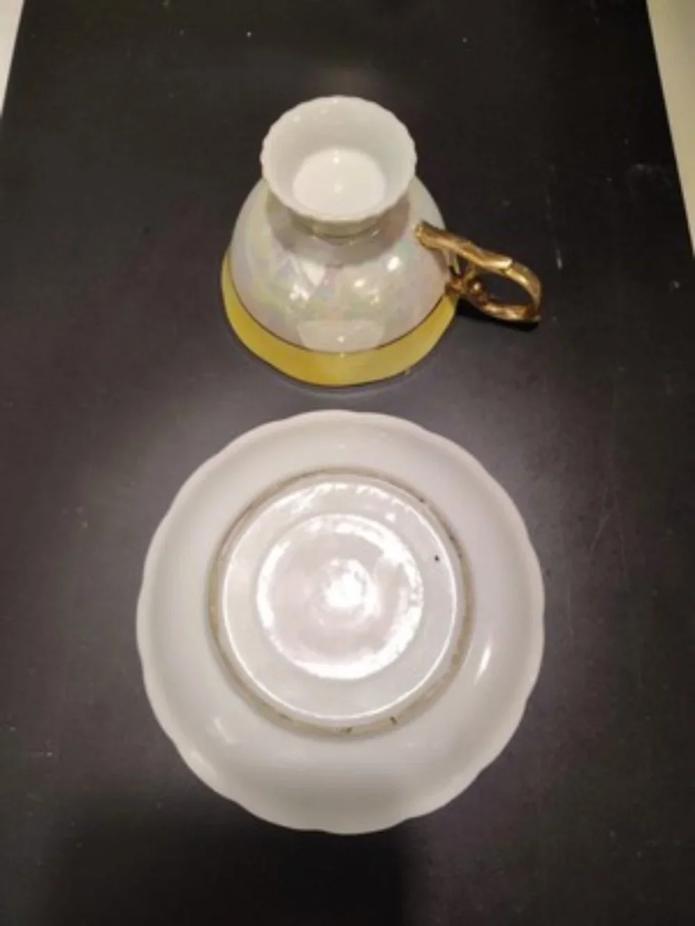 Vintage Unmarked Japan Iridescent Fruit Grape Tea Cup & Saucer